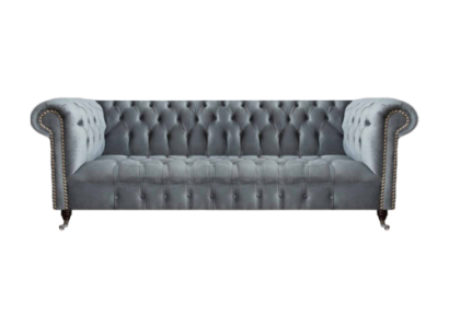 Chesterfield Sofa Dreisitzer Wohnzimmer Couch Möbel Grau Textil Neu