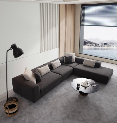 Stilvoll Ecksofa L-form Stil Exklusive Braun farbe Neuheit in Wohnzimmer