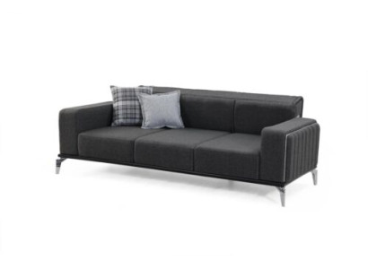 Stilvoll 3-Sitzer Sofa Modern Holz Wohnzimmer Möbel Grau farbe Luxus