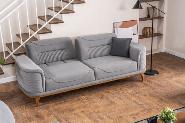 Luxuriöse Graue 4tlg Polstergarnitur: Dreisitzer-Sofa für Wohnyimmer