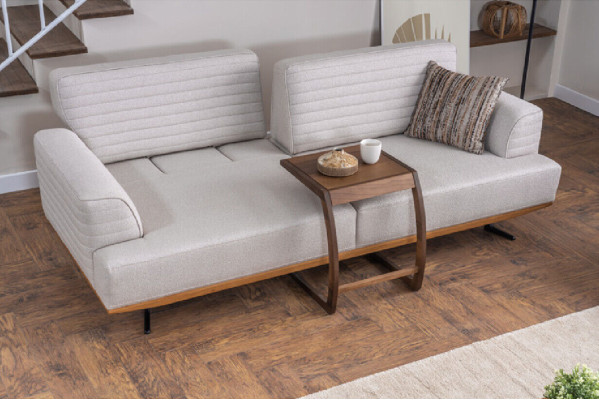 Luxuriöses Set Grauer Dreisitzer-Sofas für Wohnzimmer Modernes Design