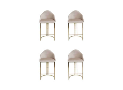 Stilvoll Esstisch 4x Stühle Beige Lehnstuhl Möbel Einrichtung Sitzpolster Stühle