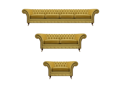 Luxus Gelb Chesterfield Sofas Wohnzimmer Set 3tlg Sessel Modern Polstermöbel