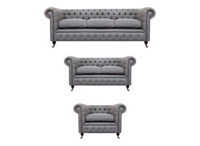 Chesterfield Sofagarnitur Stoff Textil Polster Couch Sofa Garnitur 3tlg Neu