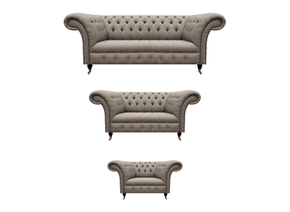 Grau Zweisitzer Sofa Set 3tlg Dreisitzer Sofa Designer Sessel Chesterfield