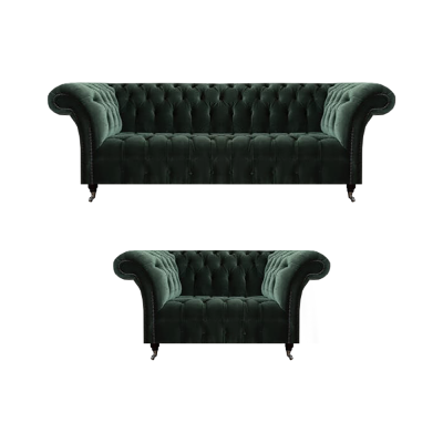 Luxus Sofas Dreisitzer mit Zweisitzer Polstermöbel Sofagarnitur Chesterfield
