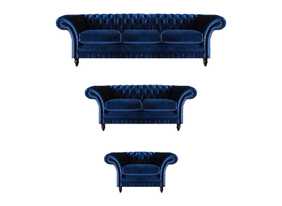 Luxus Design Neu Garnitur Wohnzimmer Blau Sofa Set 3tlg Einrichtung Chesterfield