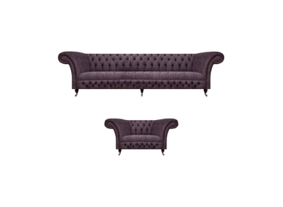 Garnitur Set 2tlg Design Dreisitzer Sofa Luxus Sessel Chesterfield Wohnzimmer
