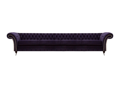 Polster Textil Lila Wohnzimmer Chesterfield Viersitzer Sofa Couch Polstermöbel