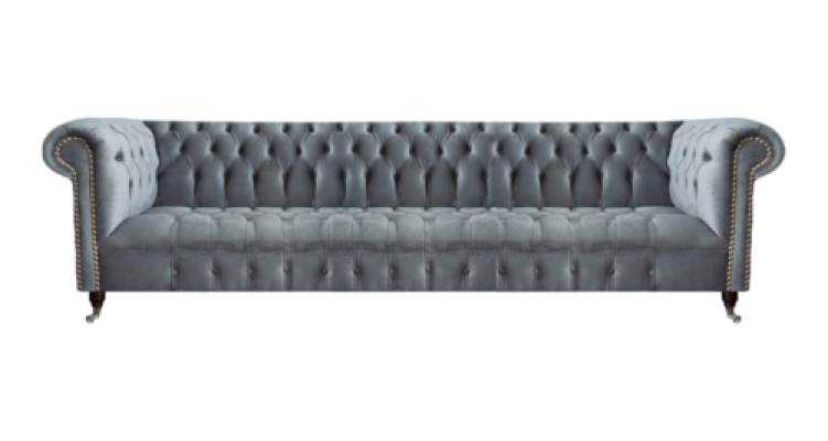Chesterfield Luxus Viersitzer Grau Sofa Couch Wohnzimmer Einrichtung