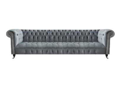 Chesterfield Luxus Viersitzer Grau Sofa Couch Wohnzimmer Einrichtung