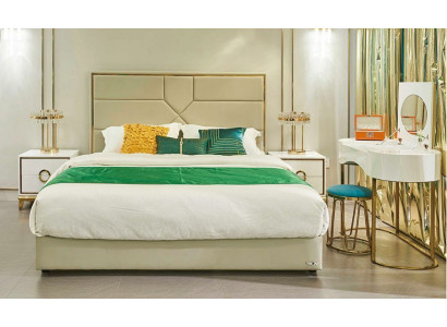 Bett Polster Design Luxus Metall Doppel Betten Ehe Schlaf Zimmer Leder Hotel Neu
