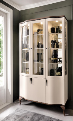 Klassische Vitrine Schrank Schränk Vitrinen Holz Wohnzimmer Anrichten