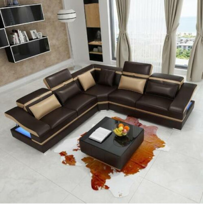 Luxus Design Ecke Ecksofa L-form Modern Sofas Ledersofa Couch Wohnlandschaft Sofa Sitz