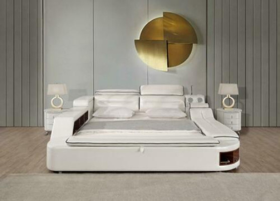 Luxus Bett Bett Leder Betten 180x200 Multifunktion Schlafzimmer Liege