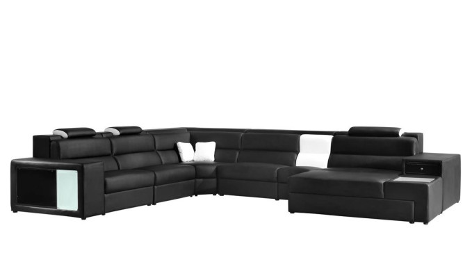 Ecksofa Ledersofa Big xxl U Form Wohnlandschaft Sofa Deko Couch Garnitur