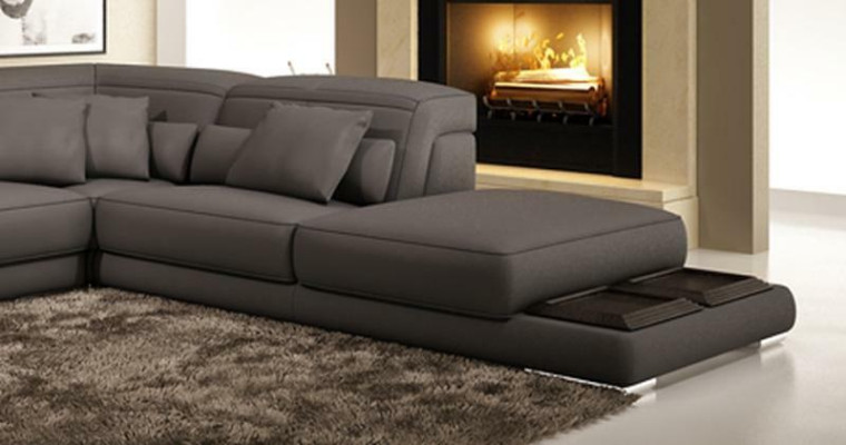 Ecksofa L-Form Design Sofa Ecksofa Couch Leder Polster Textil Sofas