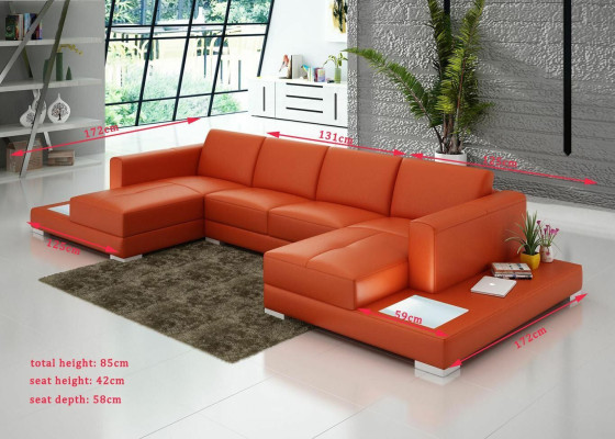 Wohnzimmer Sitzmöbel Couch Garnitur Leder Sofa Polster Eckcouchen