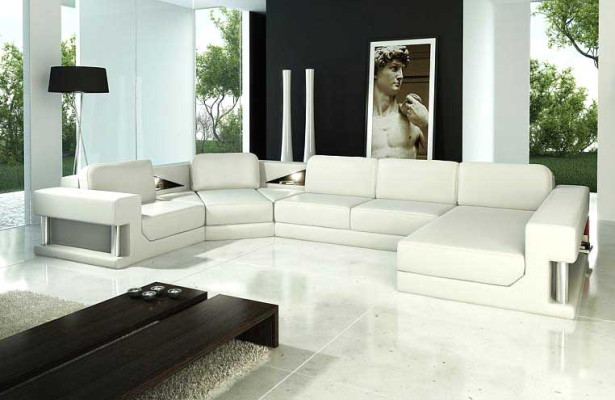 Ledersofa Ecksofa Garnitur Polster U Form Couch Sofa Design