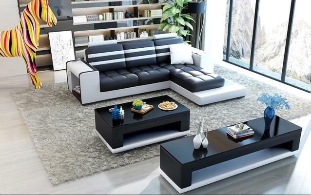 Ecksofa Polster L Form Couchtisch Sideboard Ledersofa Wohnlandschaft Neu