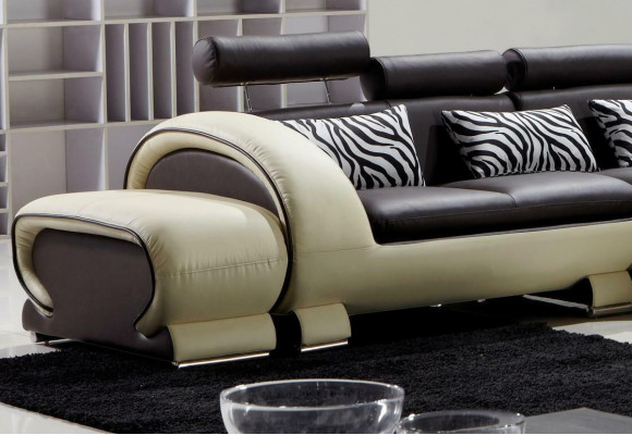 Ecksofa L-Form 2x Hocker Sofa Couch Design Grau Polster Leder Moderne