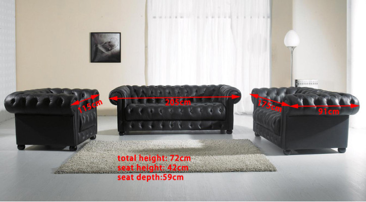 Chesterfield Couchen Sofas Leder 3+2 Sitzer Sofagarnitur Garnituren Set