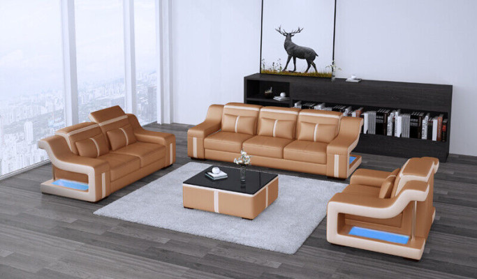 Moderne Sofagarnitur Couch Sofa Garnituren Gruppe 321 Sitzer Ledersofa