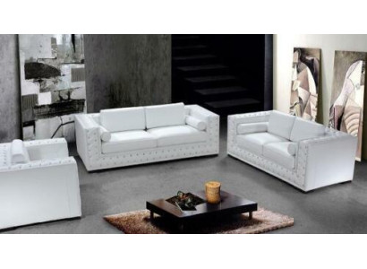 Sofagarnitur 3+1+1 Sitzer Set Design Sofas Polster Couchen Leder Chesterfield