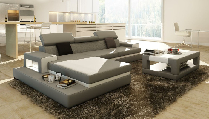 Sofas Ecksofa Ledersofa Polster Wohnlandschaft Couch Sofa Eckgarnitur