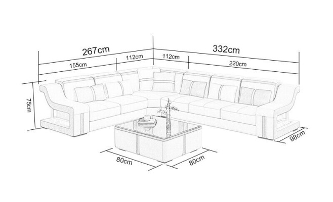 Ecksofa Sofa Couch Polster L-Form Wohnlandschaft Sitzgarnitur Sofas