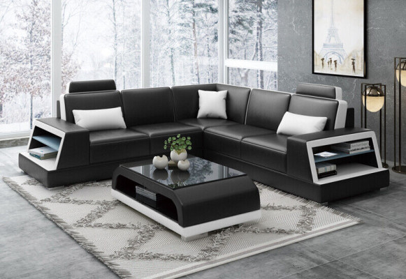 Ecksofa Ledersofa Polster Wohnlandschaft Sofa Couch Eckgarnitur L Form