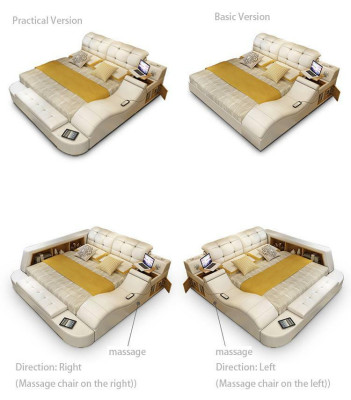 Luxus Funktions Bett mit Tresor Laptop Ablage Doppel Ehe Betten xxl Hotel Leder