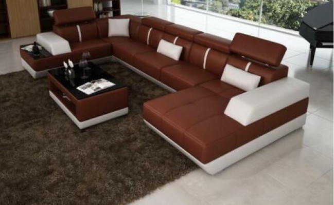 Design Wohnlandschaft U Form big Ecksofa Sofa Couch Polster xxl Garnitur