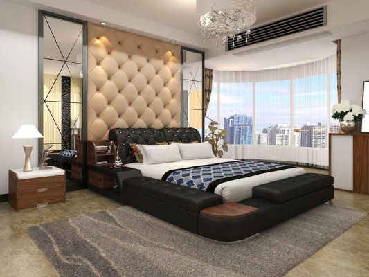 Multifunktion Bett Design Polster Doppelbett Betten Chesterfield Luxus