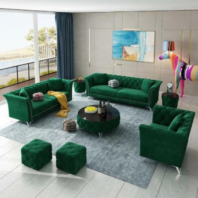 Chesterfield Set 8tlg Set Couch Polster Garnitur Beistelltisch Couchtisch Sofa