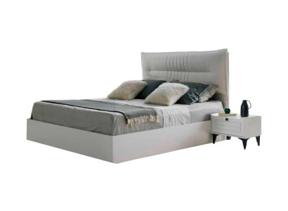 Weißes Schlafzimmer Polsterbett Designer Doppelbett Holzgestell Möbel