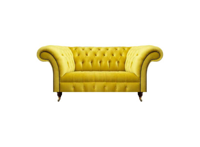 Zweisitzer Sofa Couch Gelb Modern Einrichtung Design Möbel Chesterfield