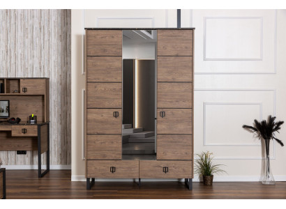 Brauner Kleiderschrank Designer Schlafzimmer Glasschrank Luxus Holz Möbel