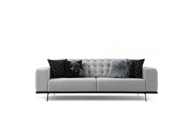 Moderner 3-Sitzer Wohnzimmer Weiße Edle Couch Luxuriöses Polstersofa