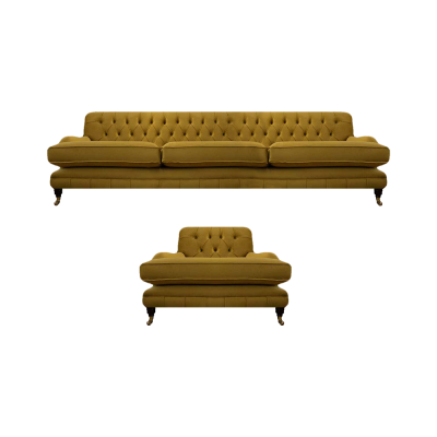 Chesterfield Sofa Dreisitze Gelb Sessel Einrichtung Couch Wohnzimmer Neu