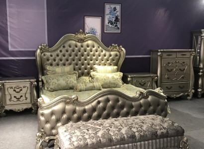 Bett 2x Nachttisch 3 tlg. Schlafzimmer Set Design Luxus Betten Chesterfield