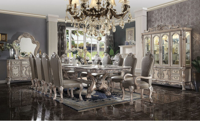 Esszimmer Komplette Garnitur Tisch Anrichte 10x Stuhl Set Vitrine Barock 14tlg.