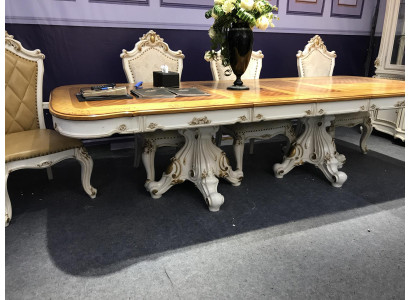 Barock Rokoko Stil Möbel Esstisch Tische Esszimmer Garnitur Geschnitzter