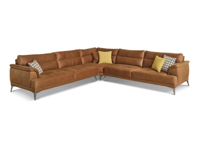Polstersofa Ecksofa L Form Große Wohnlandschaft Sofa Braun Modern