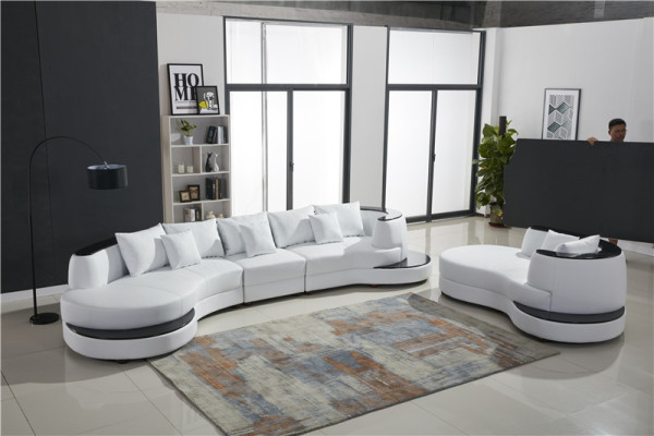 Leder Sofa Ecksofa Wohnlandschaft Rund Couch Sitz Polster Garnitur Rundsofa Neu