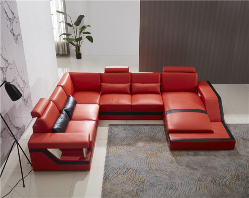 Design Couch Luxus Couchen Leder Sofa Sitz Eck Garnitur Polster Ecke Couch Rote