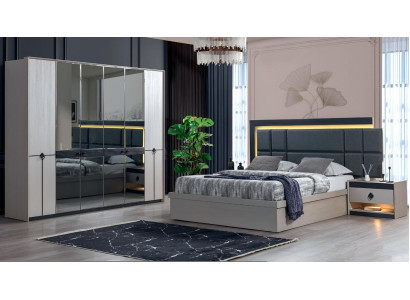 Design Schlafzimmer Modern Luxus Komplett Bett Kleiderschrank Neu 2x Nachttische