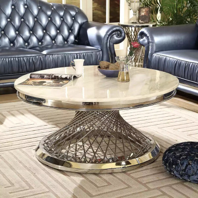 Couchtisch Design Wohnzimmer Luxus Edelstahl Runde Beistelltische Möbel