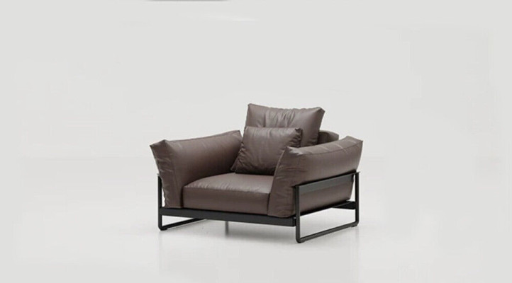Exklusive Sofagarnitur 3+2 Sitzer Leder Hocker Polster Wohnzimmer Garnitur
