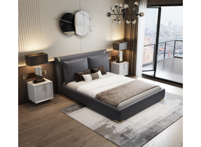 Luxus Bett Betten Modern Doppelbett Grau Bettrahmen Schlafzimmer Neu